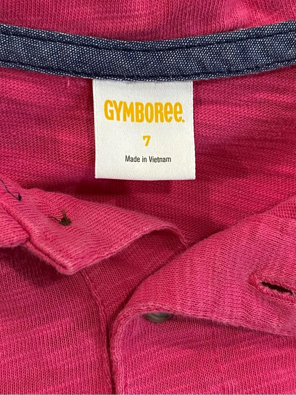 Gymboree Boys Bright Pink Short Sleeve Slub Polo Top Size 7